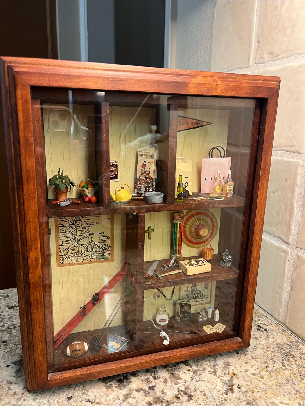 Vintage Chicago Themed Shadow Box Display with Miniature collection UNIQUE!